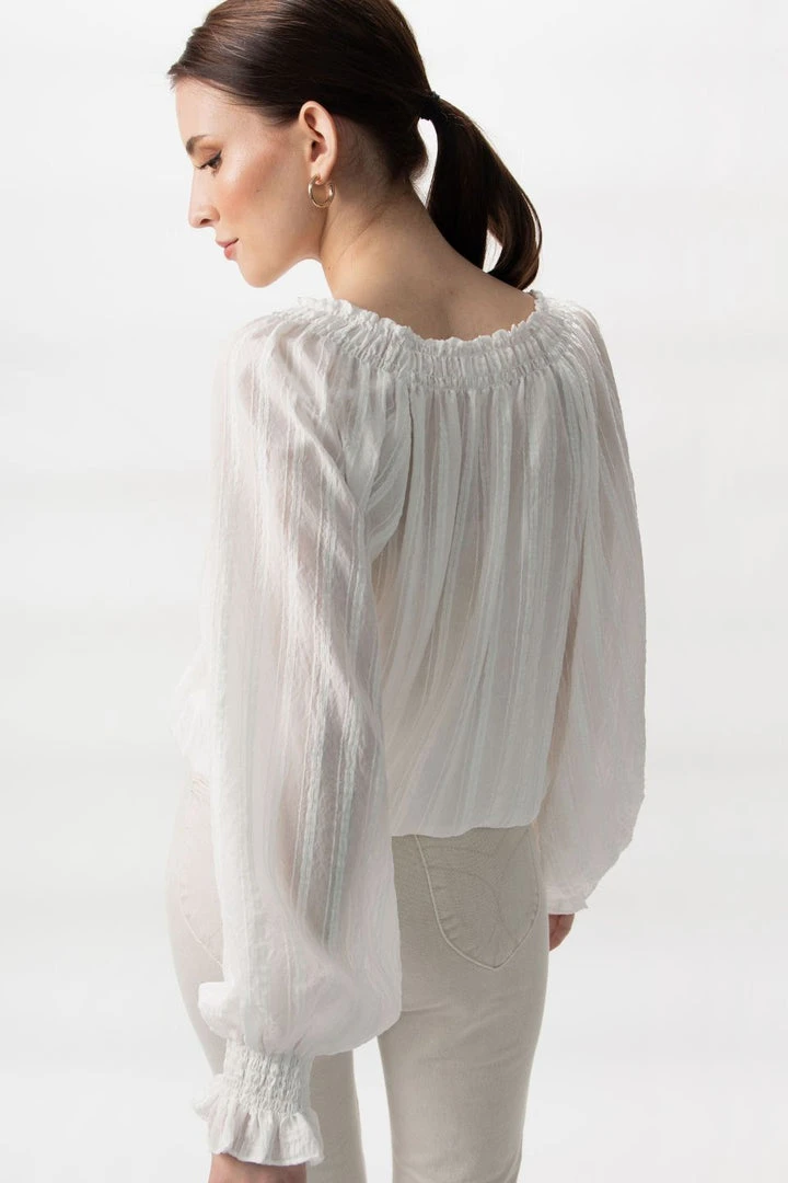 Ivy + Jack Fashion Jade White Texture LS Raglan Shirred V Neck Elastic Hem Top 6 Ivy + Jack Fashion Jade White Texture LS Raglan Shirred V Neck Elastic Hem Top