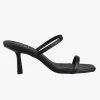St Sana Accessories Jamie Black Thin Double Strap Low Stiletto Heels Vegan Leather