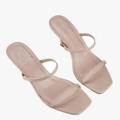 St Sana Accessories Jamie Blush Thin Double Strap Loe Stiletto Heels Vegan Leather