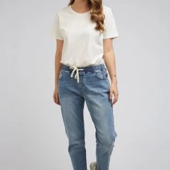 Foxwood Juliette Jogger Elastic Waist Blue Jean