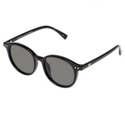 Le Specs Equinoctial Alt Fit Thin Round Black Khaki Lens Sunglasses
