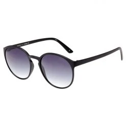 Le Specs Swizzle Thin Round Matte Black Smoke Gradient Lens Sunglasses