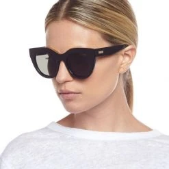 Le Specs Air Heart Cat Eye Black Gold Khaki Lens Sunglasses