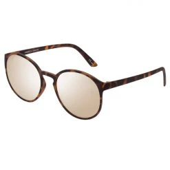 Le Specs Swizzle Thin Round Matte Tort Gold Mirror Sunglasses Accessories