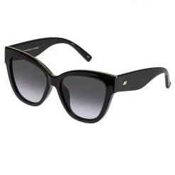 Le Specs Le Vacanze Oversized Cat Eye Black Gold Smoke Gradient Lens Sunglasses Accessories