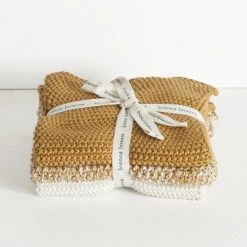 Bianca Lorenne Support Local Gifts Textured Lavette Ochre Wash Cloths Set Of 3