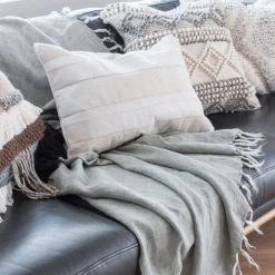 Mulberi Cushion, Throws & Linen Leblon Natural White Grey Textured Cushion 45x45cm