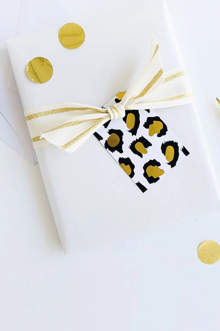 Elm Paper Leopard Gold Foil Gift Tag 4 Elm Paper Leopard Gold Foil Gift Tag