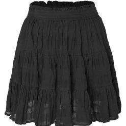 Ivy + Jack Lexi Black Shirred Cotton Tiered Mini Skirt