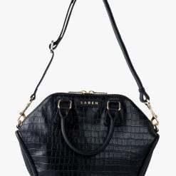 Saben Accessories Liv Black Croc Leather Hand Bag