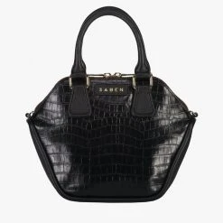 Saben Accessories Liv Black Croc Leather Hand Bag