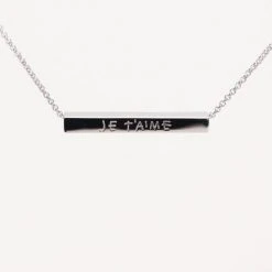 Federation Accessories Love Always Bar Necklace Je T'aime Sterling Silver