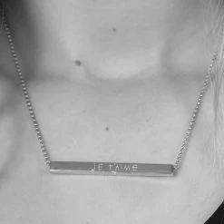 Federation Accessories Love Always Bar Necklace Je T'aime Sterling Silver