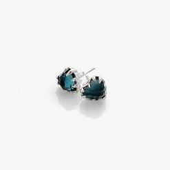 Stolen Love Claw Blue Quartz Heart Stud Earrings