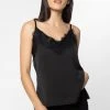 Ivy + Jack Loyal Black Satin Lace Trim Cami