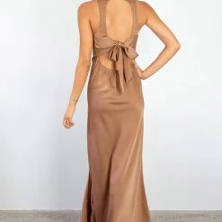 Among The Brave Lucky Charm Spice Satin Sleeveless Tie Back High Neck Midi Dress Fashion 9 Among The Brave Lucky Charm Spice Satin Sleeveless Tie Back High Neck Midi Dress Fashion