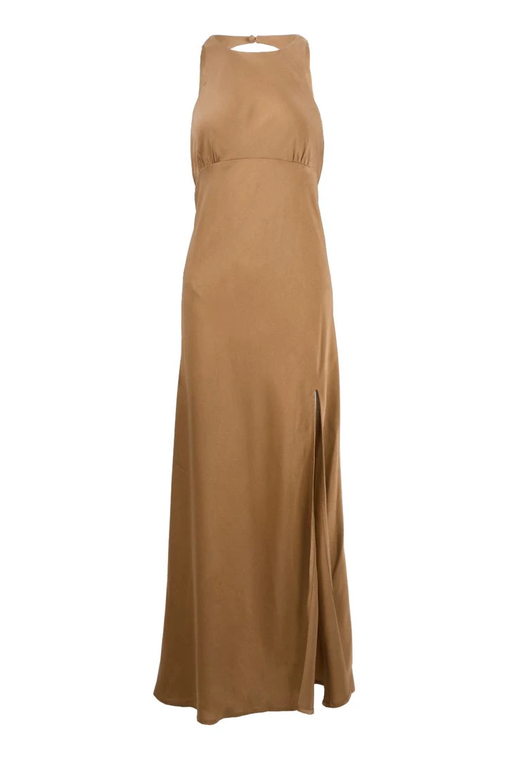 Among The Brave Lucky Charm Spice Satin Sleeveless Tie Back High Neck Midi Dress Fashion 6 Among The Brave Lucky Charm Spice Satin Sleeveless Tie Back High Neck Midi Dress Fashion