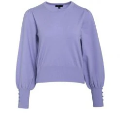 Among The Brave Fashion Madison Lilac Deep Button Cuff Crop Knit Top