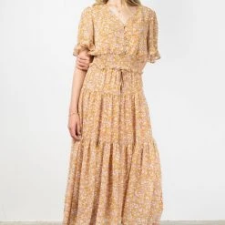 Among The Brave Fashion Sensational Spice Floral Georgette Tiered Tie Waist Maxi Skirt