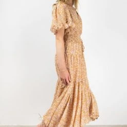 Among The Brave Fashion Sensational Spice Floral Georgette Tiered Tie Waist Maxi Skirt