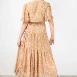 Among The Brave Fashion Sensational Spice Floral Georgette Tiered Tie Waist Maxi Skirt