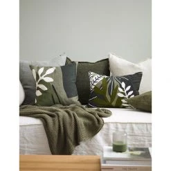 Mulberi Marquet Cotton Floral Green Cushion With Polyester Inner 45x45cm Cushion, Throws & Linen