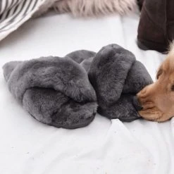 Emu Mayberry Charcoal Wool Crossover Slippers