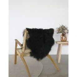 Mulberi Meru Tibetan Black Lamb Skin 60x90cm Cushion, Throws & Linen