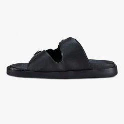 Solsana Mika Black Footbed Buckle Slides Accessories