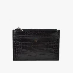 Peta + Jain Millie Black Croc Vegan Leather Slim Wallet Accessories