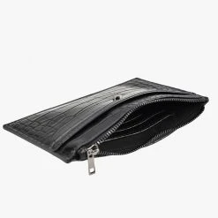 Peta + Jain Millie Black Croc Vegan Leather Slim Wallet Accessories