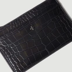 Peta + Jain Millie Black Croc Vegan Leather Slim Wallet Accessories