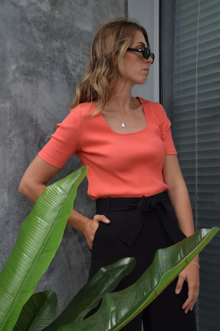 Among The Brave Fashion Mindful Square Neck SS Watermelon Rib Tee 4 Among The Brave Fashion Mindful Square Neck SS Watermelon Rib Tee