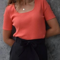 Among The Brave Fashion Mindful Square Neck SS Watermelon Rib Tee