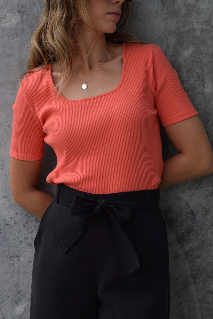 Among The Brave Fashion Mindful Square Neck SS Watermelon Rib Tee 3 Among The Brave Fashion Mindful Square Neck SS Watermelon Rib Tee