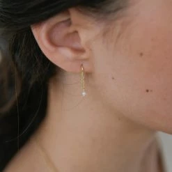 Sophie Mini Pearl Thread Hook Earrings Silver Accessories