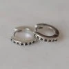 Sophie Accessories Mini Rock Huggies Earrings Black Silver