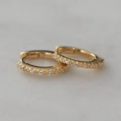 Sophie Mini Rock Huggies Earrings Clear Gold Accessories