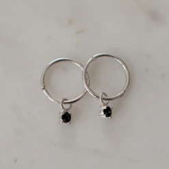 Sophie Accessories Mini Rock Sleeper Earrings Black Silver