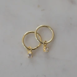 Sophie Accessories Mini Rock Sleeper Earrings Clear Gold