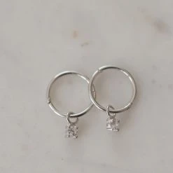 Sophie Mini Rock Sleeper Earrings Clear Silver Accessories