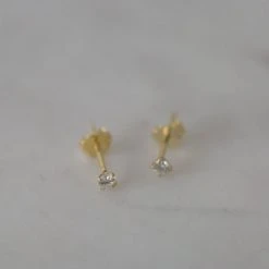 Sophie Mini Rock Stud Earrings Clear Gold Accessories