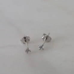 Sophie Accessories Mini Rock Stud Earrings Clear Silver