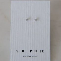 Sophie Accessories Mini Rock Stud Earrings Clear Silver