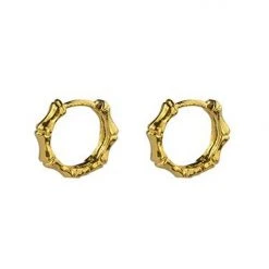 Brie Leon Mini Bambu Sleeper 18k Gold Plated 925 Sterling Silver Base 1.5cm Hoop Earrings Accessories