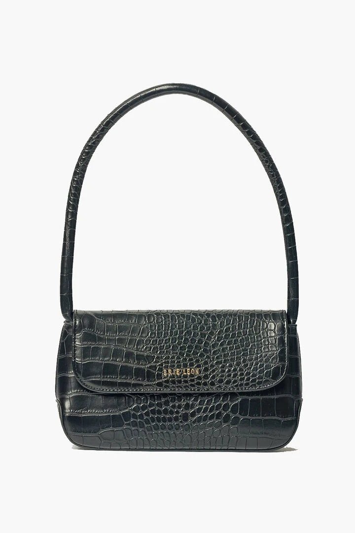 Brie Leon Mini Camille Black Croc Recycled PU Top Handle Crossbody Bag 3 Brie Leon Mini Camille Black Croc Recycled PU Top Handle Crossbody Bag