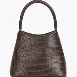 Brie Leon Mini Chloe Espresso Top Handle Croc Bag