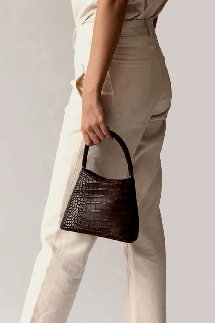 Brie Leon Mini Chloe Espresso Top Handle Croc Bag 4 Brie Leon Mini Chloe Espresso Top Handle Croc Bag