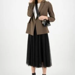 Ivy + Jack Fashion Muse Black Tulle Layered Midi Skirt