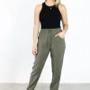 Among The Brave Warrior Khaki Relaxed Drapey Drawstring Stretch Cuff Pant